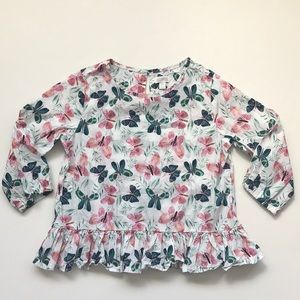 Gymboree Butterfly Print Girls Blouse Size 7-8
